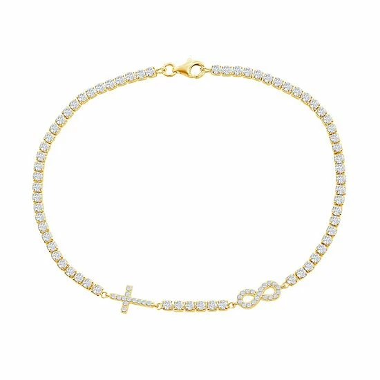 Best deal 🔥 Unbranded Cubic Zirconia Infinity & Cross Tennis Anklet Sterling ✔️ - Image 3