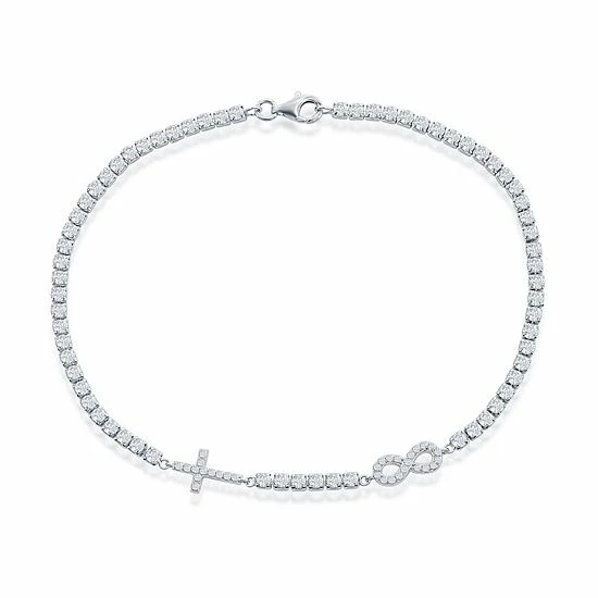 Best deal 🔥 Unbranded Cubic Zirconia Infinity & Cross Tennis Anklet Sterling ✔️ - Image 4