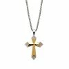 Buy ✨ Unbranded Two Tone Stainless Steel Cubic Zirconia Cross Pendant Necklace 💯