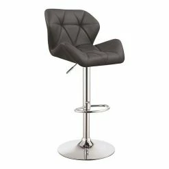 Promo 😉 Unbranded Adjustable Chrome Bar Stool 2-Piece Set Black ⌛