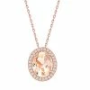 Promo 😀 Unbranded Sterling Silver Oval Morganite Cubic Zirconia Pendant Necklace 🎉