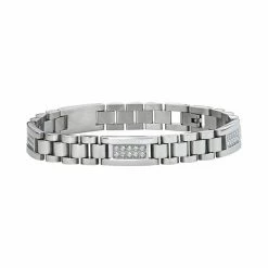 Best Pirce ✔️ Unbranded Men's Stainless Steel Cubic Zirconia Bracelet 🤩