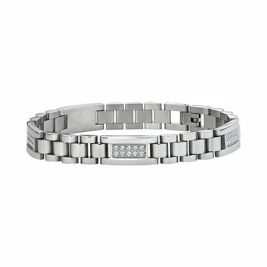 Best Pirce โ๏ธ Unbranded Men's Stainless Steel Cubic Zirconia Bracelet ๐คฉ
