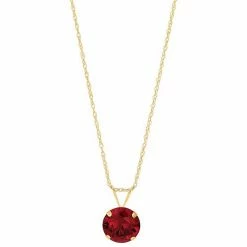 Brand new 🤩 Unbranded 10k Gold Lab-Created Ruby Solitaire Pendant Necklace 👍