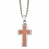 Hot Sale 🌟 Unbranded Men's Stainless Steel & Wood Cross Pendant Necklace ✨