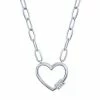 Cheap 🎁 Unbranded Sterling Silver Cubic Zirconia Heart Paper Clip Necklace ✨