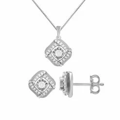 Wholesale ❤️ Unbranded Sterling Silver 1/2 Carat T.W. Diamond Pendant & Stud Earring Set ✨