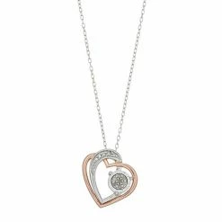 Cheap 🛒 Unbranded Two-Tone Sterling Silver Diamond Accent Heart Pendant Necklace 😀