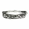 Budget 🎉 Unbranded Men's Stainless Steel Bead & Black Leather Multistrand Bracelet 🔥