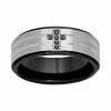 Coupon ✨ Unbranded Black Diamond Accent Stainless Steel & Black Ion-Plated Stainless Steel Cross Grooved Band - Men 😍