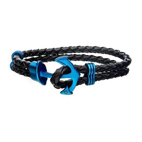 New ๐ Unbranded Men's Stainless Steel Anchor Leather Bracelet Multi ๐