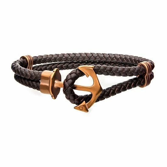 New ๐ Unbranded Men's Stainless Steel Anchor Leather Bracelet Multi ๐ - Image 2