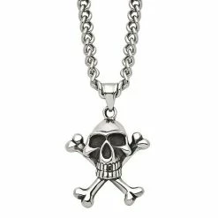 Outlet ✨ Unbranded Men's Stainless Steel Skull & Crossbones Pendant Necklace 😉