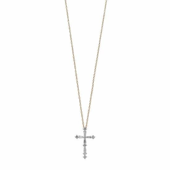 Best Pirce ๐ Unbranded 14k Gold Over Silver 1/4 Carat T.W. Diamond Cross Pendant ๐