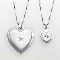 Outlet 🤩 Unbranded Sterling Silver Diamond Accent Heart Locket & Pendant Set 🛒