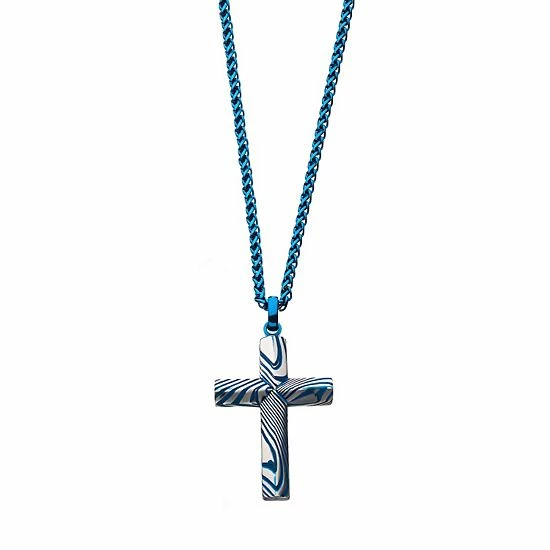 Wholesale ❤️ Unbranded Men's Two Tone Stainless Steel Damascus Cross Pendant Necklace 💯