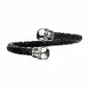 Promo ✨ Unbranded Men's Stainless Steel Skull End Black Leather Bracelet 🔥