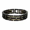 Buy 😍 Unbranded Men's Two Tone Stainless Steel & Black Carbon Fiber Link Bracelet ⌛