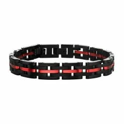 Best Sale 🧨 Unbranded Men's Black & Red Stainless Steel Link Bracelet 💯