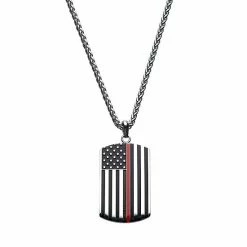 Top 10 🥰 Unbranded Men's Black & Red American Flag 🐕 Dog Tag Pendant Necklace 🧨