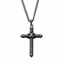 Brand new 🔥 Unbranded Men's Stainless Steel Twisted Cable Cross Pendant Necklace ✨