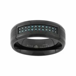 Brand new 💯 Unbranded 1/6 Carat T.W. Blue Diamond Black Ion-Plated Stainless Steel Wedding Band - Men 🎁