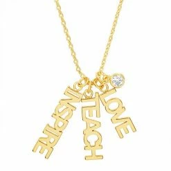Best Pirce 😀 Unbranded 14k Gold Over Silver "Inspire" Teach" "Love" Teacher Appreciation Charm Necklace 🔔