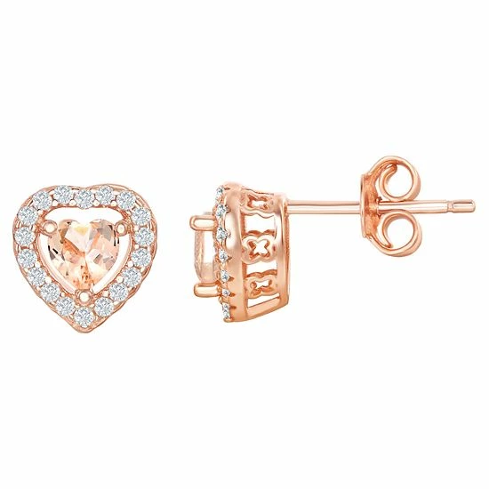 Cheapest ๐งจ Unbranded Sterling Silver Heart-Shaped Morganite Cubic Zirconia Stud Earrings โ