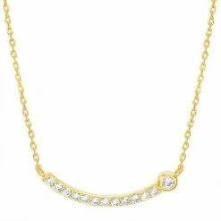 New 😀 Unbranded Healthcare Workers Appreciation 14k Gold Over Silver Cubic Zirconia Curved Bar Necklace 🌟