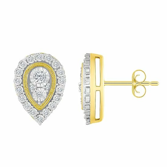 Cheap 🤩 Celebration Gems 14k Gold 1/5 Carat T.W. Diamond Pear Shape Cluster Stud Earrings 😀 - Image 4