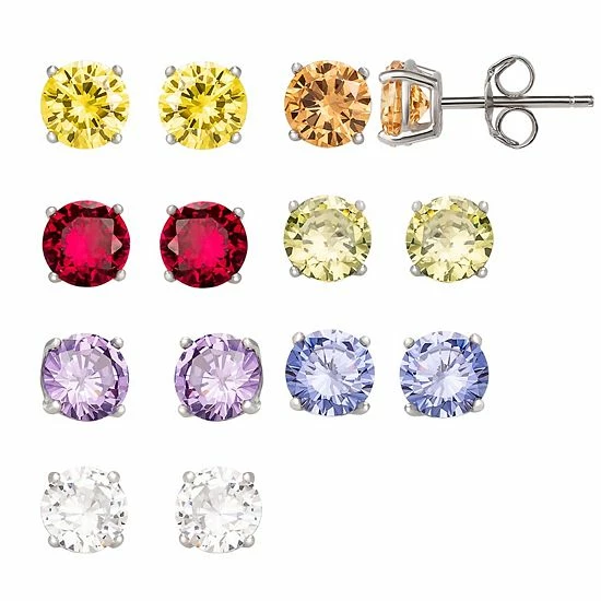 Cheapest ๐งจ Unbranded Sterling Silver Multicolor Cubic Zirconia Earring Set ๐