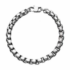Buy 🔥 Unbranded Men's Stainless Steel 🔨 Hammered Box Chain Bracelet 🧨