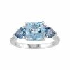 Hot Sale 🎉 Unbranded Stella Grace Sky Blue Topaz, London Blue Topaz & Diamond Accent Sterling Silver 3-Stone Ring 🎉