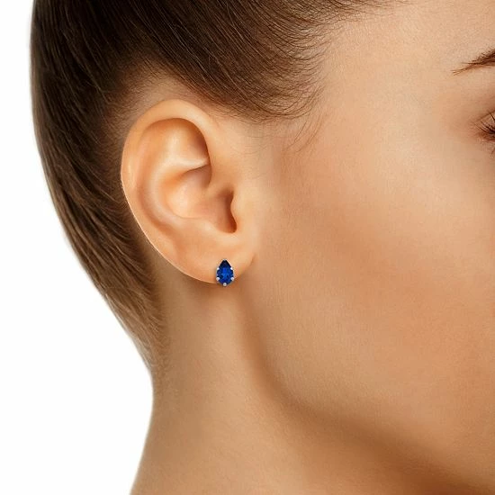 Discount 😍 Unbranded 10k Gold Pear Shape Lab-Created Sapphire Stud Earrings Yellow ⌛ - Image 3