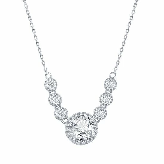 Buy 😉 Unbranded Sterling Silver Cubic Zirconia 5-Stone Necklace ⌛ - Image 4