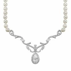 Cheap 😀 Unbranded Emotions Cubic Zirconia & Simulated Pearl Sterling Silver Necklace ✨