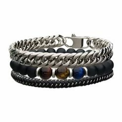 Brand new 🥰 Unbranded Men's 8" Trio Black Stackable Bracelet 🛒