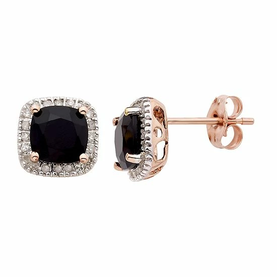 Best Sale ๐ฏ Unbranded Onyx And 1/6 Carat T.W. Diamond 10K Gold Halo Button Stud Earrings White ๐