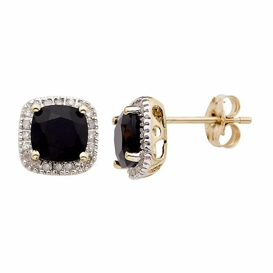 Best Sale ๐ฏ Unbranded Onyx And 1/6 Carat T.W. Diamond 10K Gold Halo Button Stud Earrings White ๐ - Image 2