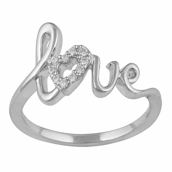 Coupon 😍 Unbranded Sterling Silver 1/10 Carat T.W. Diamond "Love" Ring 🎉