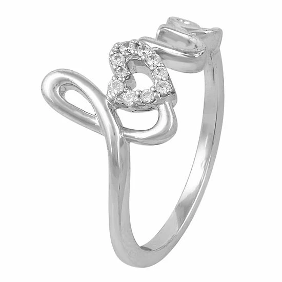 Coupon 😍 Unbranded Sterling Silver 1/10 Carat T.W. Diamond "Love" Ring 🎉 - Image 2