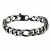 Discount 😍 Unbranded Men's Black Stainless Steel Figaro Chain Bracelet 🌟