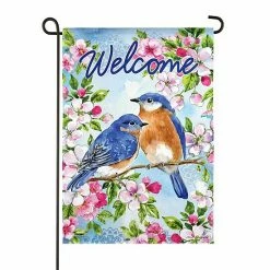 Promo 👍 Unbranded Bluebirds & Blossoms Garden Flag 🥰