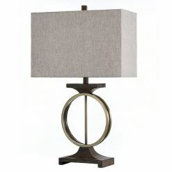 Cheap 🔔 Unbranded Brass Ring Table Lamp With Moulded Wood-Like Accents 😍