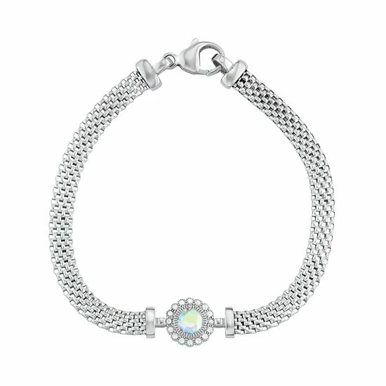 Cheapest ⭐ Unbranded Sterling Silver Mesh Cubic Zirconia Halo Bracelet Iridescent ⌛ - Image 2