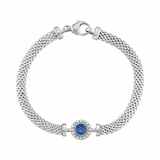 Cheapest ⭐ Unbranded Sterling Silver Mesh Cubic Zirconia Halo Bracelet Iridescent ⌛ - Image 3