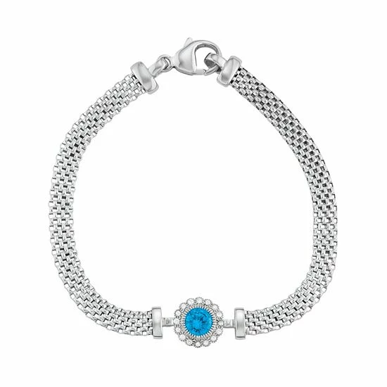 Cheapest ⭐ Unbranded Sterling Silver Mesh Cubic Zirconia Halo Bracelet Iridescent ⌛ - Image 4