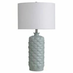 Outlet 🥰 Unbranded Light Blue Round Textured Ceramic Table Lamp 🔥