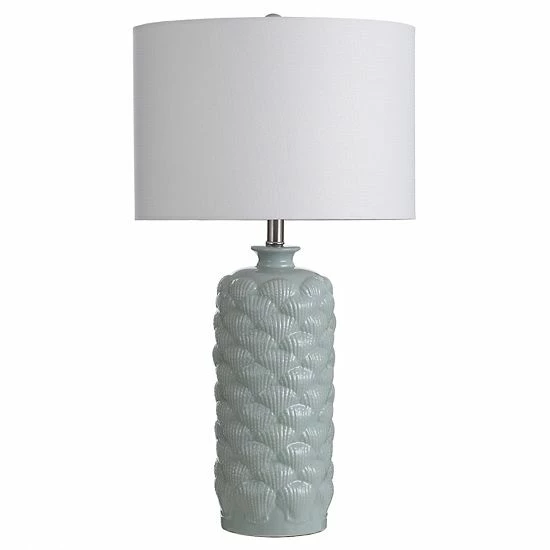 Outlet 🥰 Unbranded Light Blue Round Textured Ceramic Table Lamp 🔥