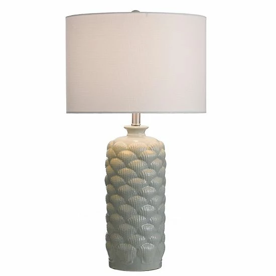 Outlet 🥰 Unbranded Light Blue Round Textured Ceramic Table Lamp 🔥 - Image 2